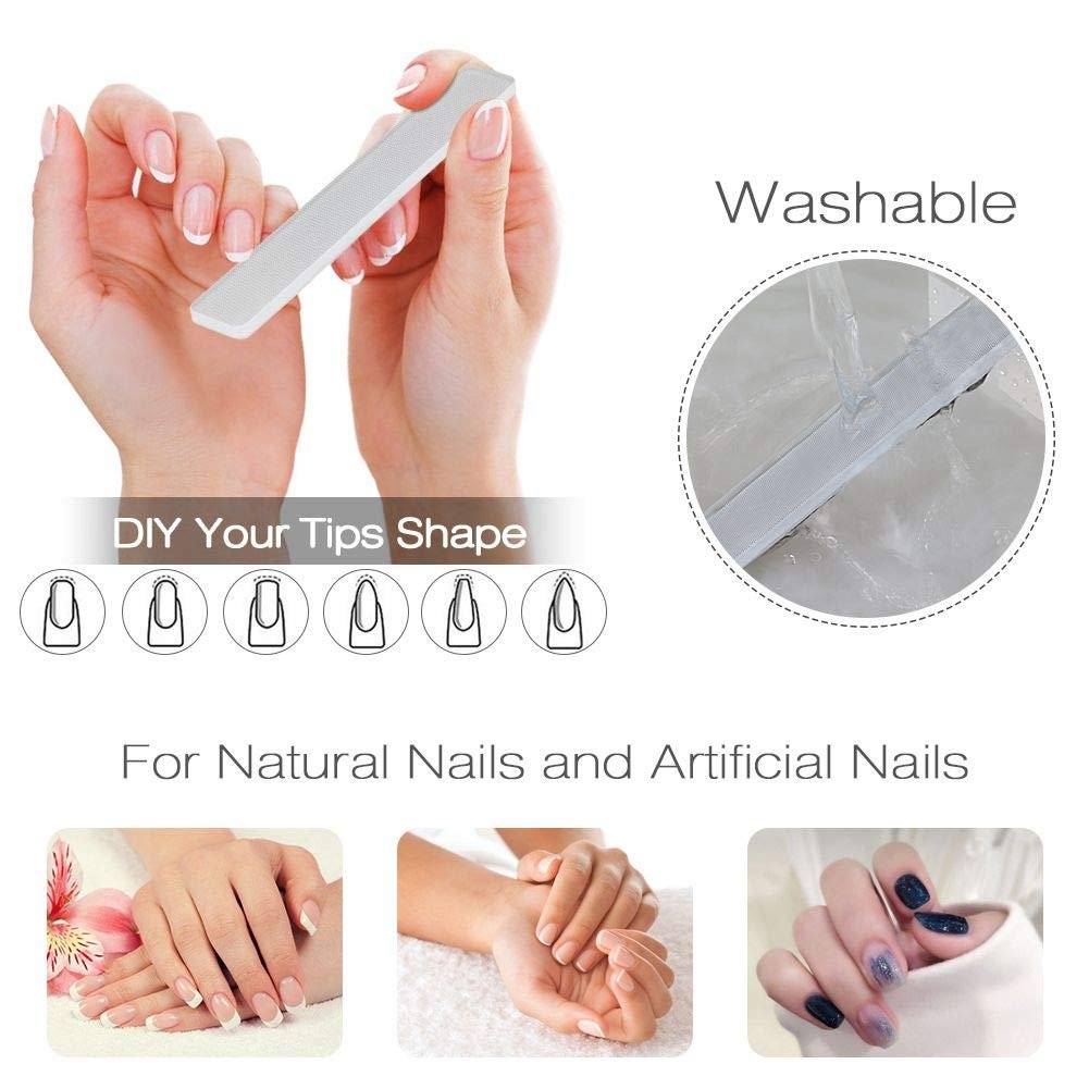 Premium Washable Nano Glass Nail File Set with Chamois Buffer - beUakso Upgrade Nail Buffer and Shine Kit (3-Piece, Flower Box) - görsel 7