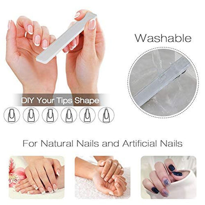 Premium Washable Nano Glass Nail File Set with Chamois Buffer - beUakso Upgrade Nail Buffer and Shine Kit (3-Piece, Flower Box)