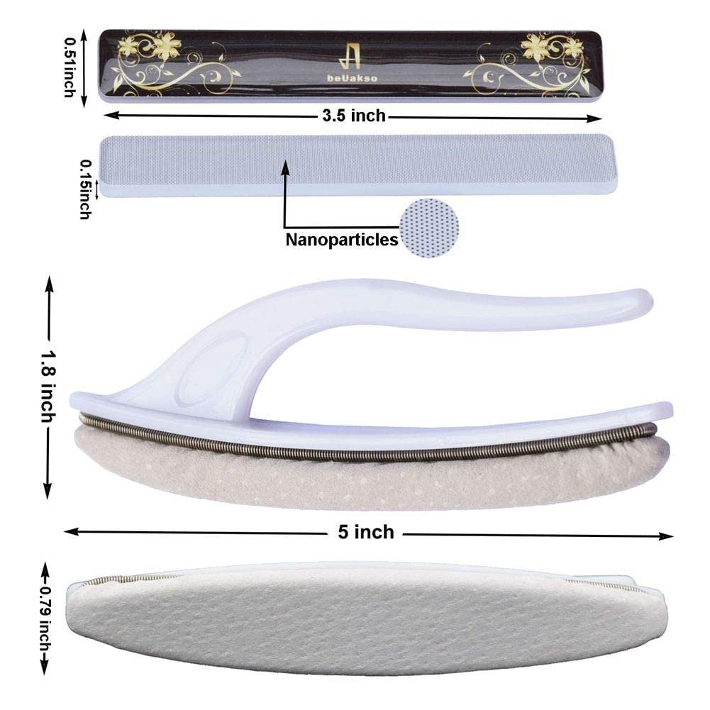 Premium Washable Nano Glass Nail File Set with Chamois Buffer - beUakso Upgrade Nail Buffer and Shine Kit (3-Piece, Flower Box) - görsel 9