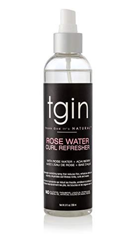 tgin Rose Water Curl Refresher – Moisturizing Curl Spray for Curly, Coily, and Wavy Hair – Enhances Shine, Reduces Frizz, and Hydrates Dry Curls & Scalp with Acai Berry & Rose Water – 8 Fl Oz