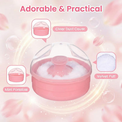 SYBL Large Fluffy Soft Baby Body Cosmetic Powder Puff with Container Case - 2 Pack, Pink