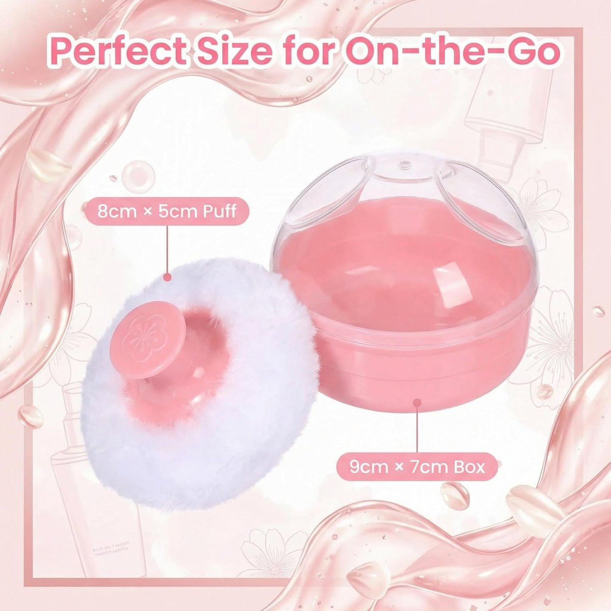 SYBL Large Fluffy Soft Baby Body Cosmetic Powder Puff with Container Case - 2 Pack, Pink - görsel 9