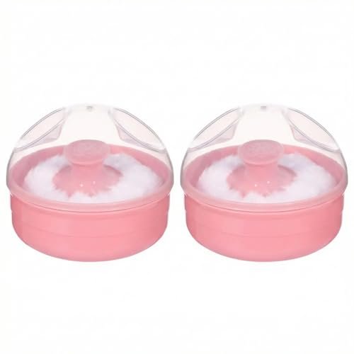 SYBL Large Fluffy Soft Baby Body Cosmetic Powder Puff with Container Case - 2 Pack, Pink - görsel 2