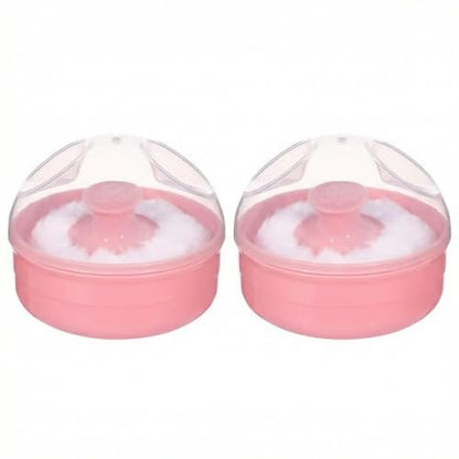 SYBL Large Fluffy Soft Baby Body Cosmetic Powder Puff with Container Case - 2 Pack, Pink