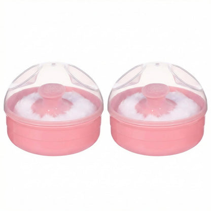 SYBL Large Fluffy Soft Baby Body Cosmetic Powder Puff with Container Case - 2 Pack, Pink