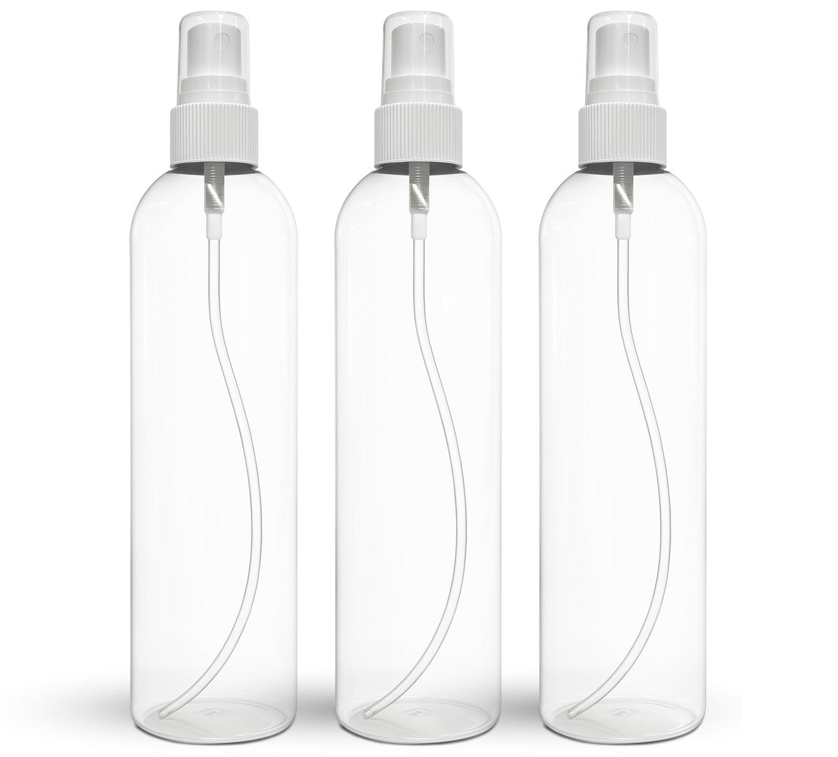 BRIGHTFROM Fine Mist Spray Bottles 8 oz, Empty Refillable Containers - Pack of 3 - Crystal Clear PET Plastic - görsel 1