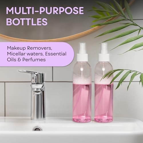 BRIGHTFROM Fine Mist Spray Bottles 8 oz, Empty Refillable Containers - Pack of 3 - Crystal Clear PET Plastic - görsel 8