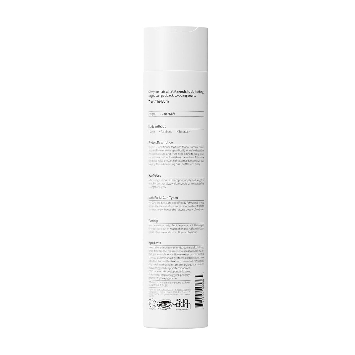 Sun Bum Curls Conditioner - Moisturizing Hair Treatment for Wavy and Curly Hair - Frizz Free Finish - Enriched with Coconut Oil and Seaweed Protein - UV Protecting - Vegan and Cruelty Free - 10 oz - görsel 7