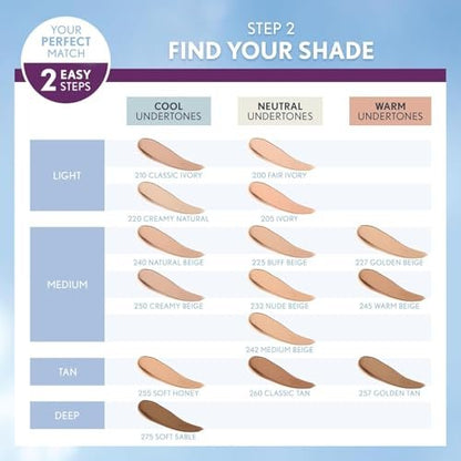 COVERGIRL & Olay Simply Ageless 3-in-1 Liquid Foundation - 232 Nude Beige - Matte Finish with Hyaluronic Acid & Vitamin C