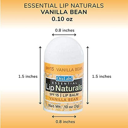 Lip Naturals Mini Vanilla Lip Balm with SPF 15 Sunscreen - 12-Count Pack, Made in USA with Beeswax & Coconut Oil (0.10 oz Each) Avelisse