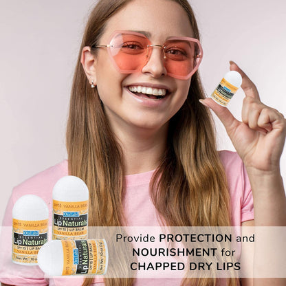 Lip Naturals Mini Vanilla Lip Balm with SPF 15 Sunscreen - 12-Count Pack, Made in USA with Beeswax & Coconut Oil (0.10 oz Each) Avelisse