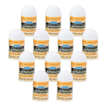 Lip Naturals Mini Vanilla Lip Balm with SPF 15 Sunscreen - 12-Count Pack, Made in USA with Beeswax & Coconut Oil (0.10 oz Each) Avelisse