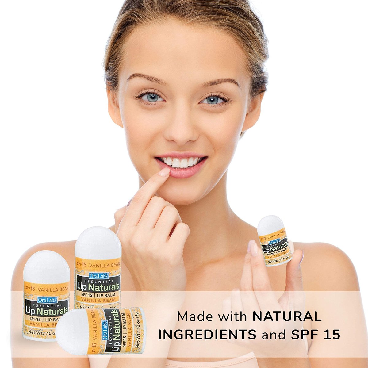 Lip Naturals Mini Vanilla Lip Balm with SPF 15 Sunscreen - 12-Count Pack, Made in USA with Beeswax & Coconut Oil (0.10 oz Each) Avelisse