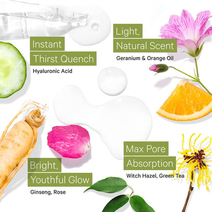 Tree To Tub Hydrating Facial Toner Spray for Dry & Sensitive Skin - Alcohol Free Witch Hazel & Rose Water Face Toner with Hyaluronic Acid, Vitamin C, Organic Green Tea, Natural Ginseng