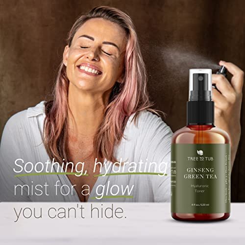 Tree To Tub Hydrating Facial Toner Spray for Dry & Sensitive Skin - Alcohol Free Witch Hazel & Rose Water Face Toner with Hyaluronic Acid, Vitamin C, Organic Green Tea, Natural Ginseng - görsel 4
