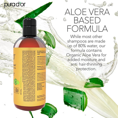 PURA D'OR Maximum Defense Anti-Hair Thinning Shampoo with Biotin & Coal Tar - 16 oz for Men & Women Avelisse