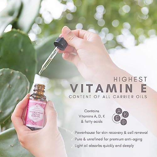 Leven Rose 100% Pure Organic Prickly Pear Seed Oil - Extra Virgin Cold Pressed Face Oil for Dry Skin, Body Moisturizer & Hair Treatment, 1 oz Avelisse