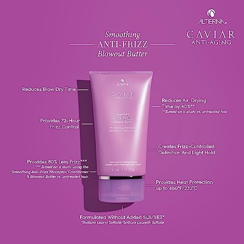 Alterna Caviar Anti-Aging Smoothing Anti-Frizz Blowout Butter - Heat Protectant & Humidity Shield for Silky, Frizz-Free Hair - Sulfate Free, 5.1 oz Avelisse