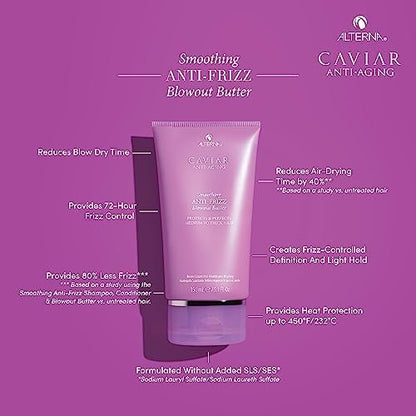 Alterna Caviar Anti-Aging Smoothing Anti-Frizz Blowout Butter - Heat Protectant & Humidity Shield for Silky, Frizz-Free Hair - Sulfate Free, 5.1 oz Avelisse