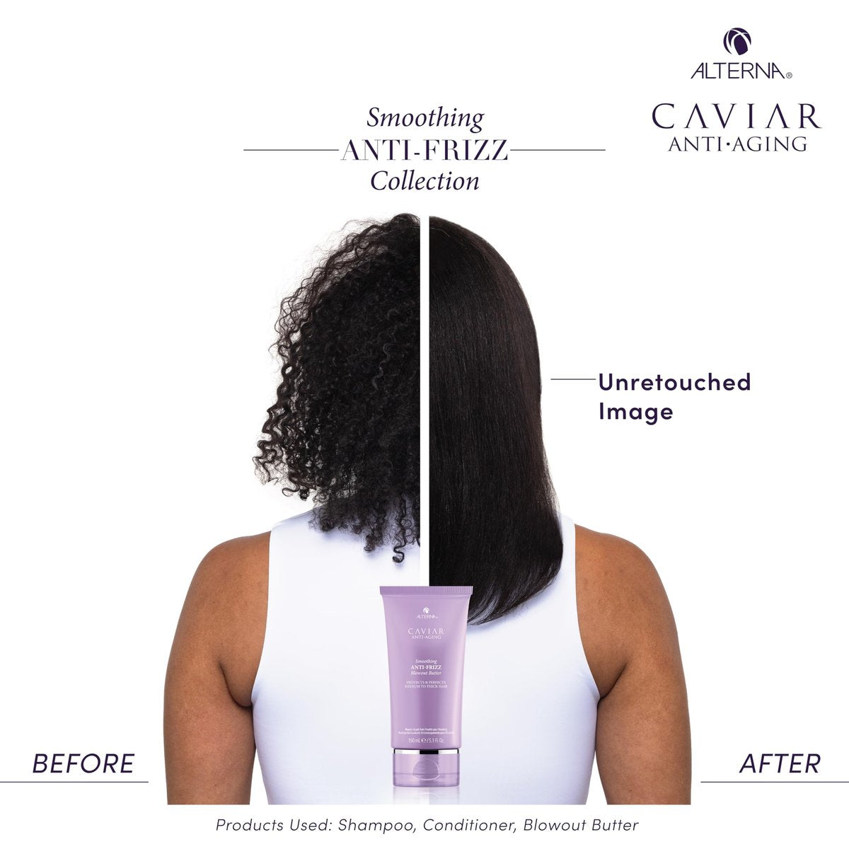 Alterna Caviar Anti-Aging Smoothing Anti-Frizz Blowout Butter - Heat Protectant & Humidity Shield for Silky, Frizz-Free Hair - Sulfate Free, 5.1 oz Avelisse