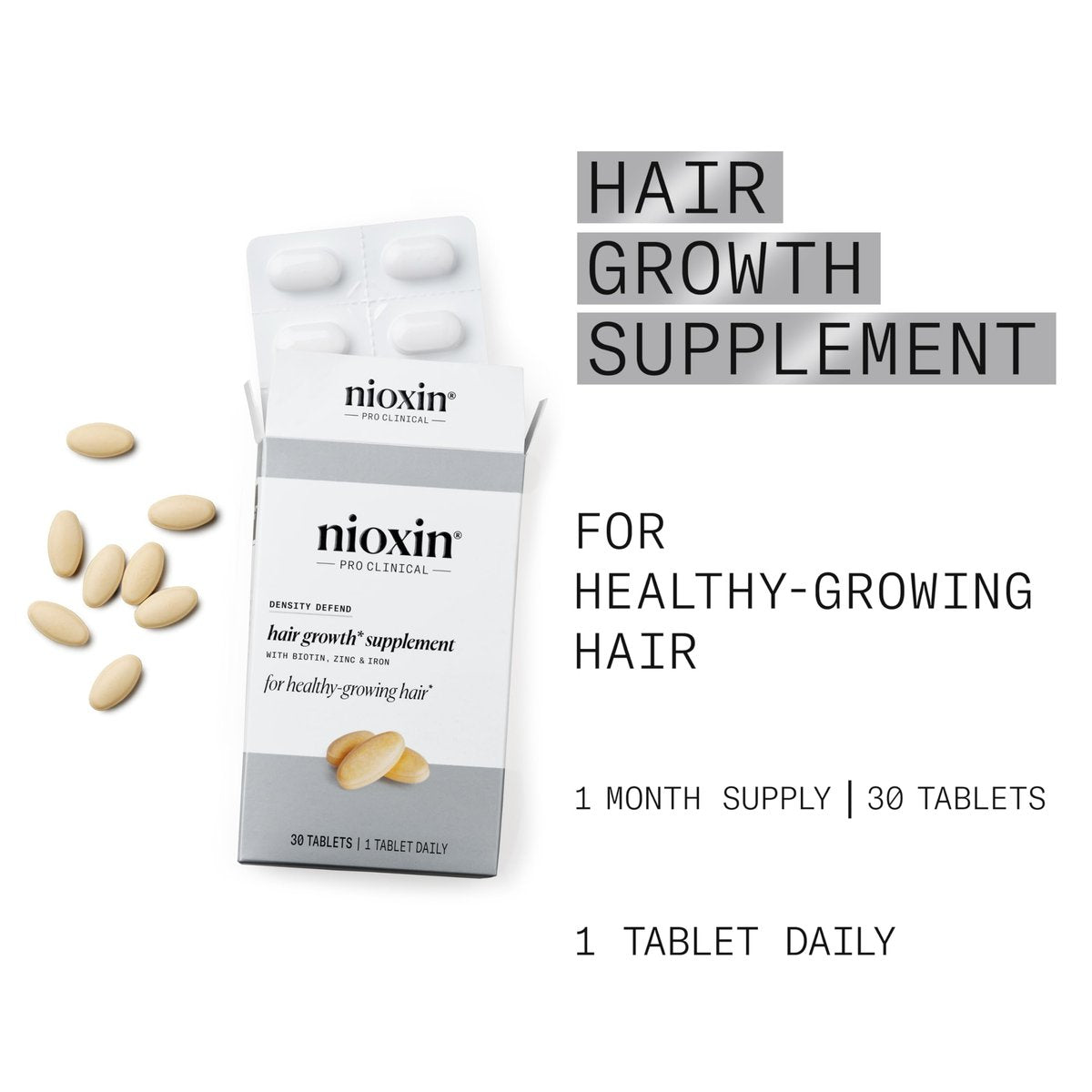 NIOXIN Density Defend Hair Growth Supplements with Biotin, Zinc, and Iron, 30 Tablets Avelisse