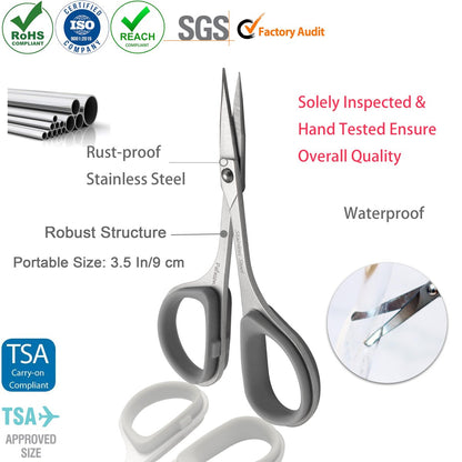 PAFASON Ultra Sharp Beard Scissors Set – Precision Straight, Curved & Round Tip Mustache and Facial Hair Trimming Tool – Stainless Steel with Safety Case and Premium Leather Pouch