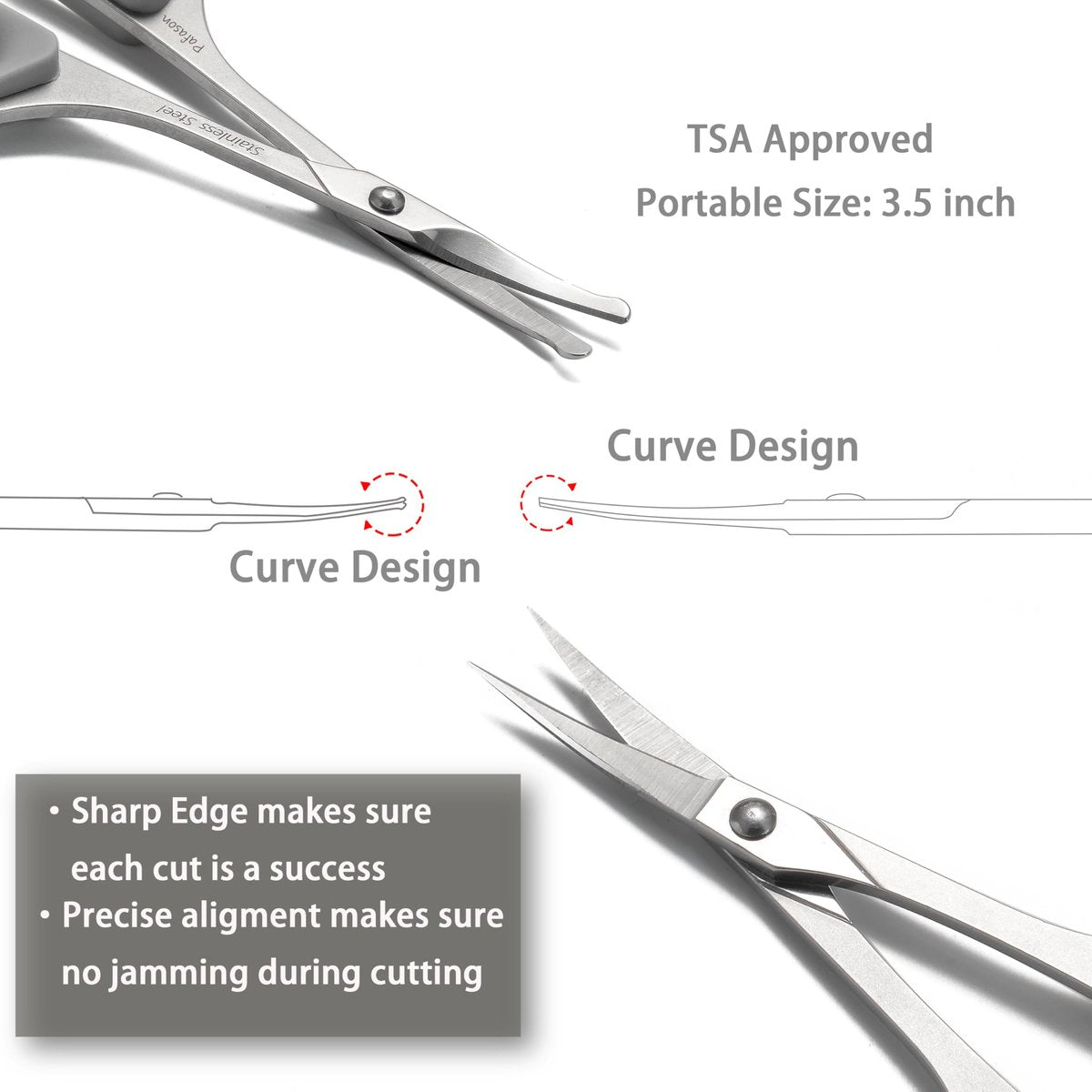 PAFASON Ultra Sharp Beard Scissors Set – Precision Straight, Curved & Round Tip Mustache and Facial Hair Trimming Tool – Stainless Steel with Safety Case and Premium Leather Pouch - görsel 7