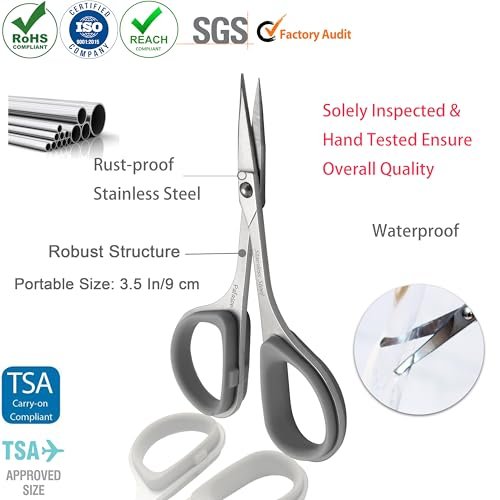 PAFASON Ultra Sharp Beard Scissors Set – Precision Straight, Curved & Round Tip Mustache and Facial Hair Trimming Tool – Stainless Steel with Safety Case and Premium Leather Pouch - görsel 12