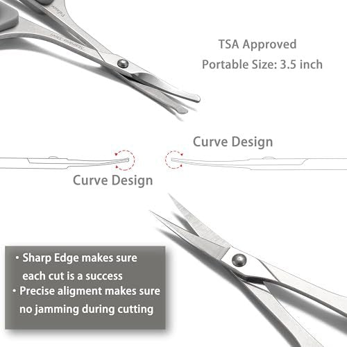 PAFASON Ultra Sharp Beard Scissors Set – Precision Straight, Curved & Round Tip Mustache and Facial Hair Trimming Tool – Stainless Steel with Safety Case and Premium Leather Pouch - görsel 8