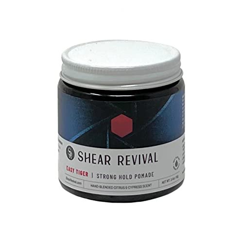 Shear Revival Easy Tiger Traditional Pomade – Strong Hold, Natural Citrus & Cyprus Scent, 3.4 oz Avelisse