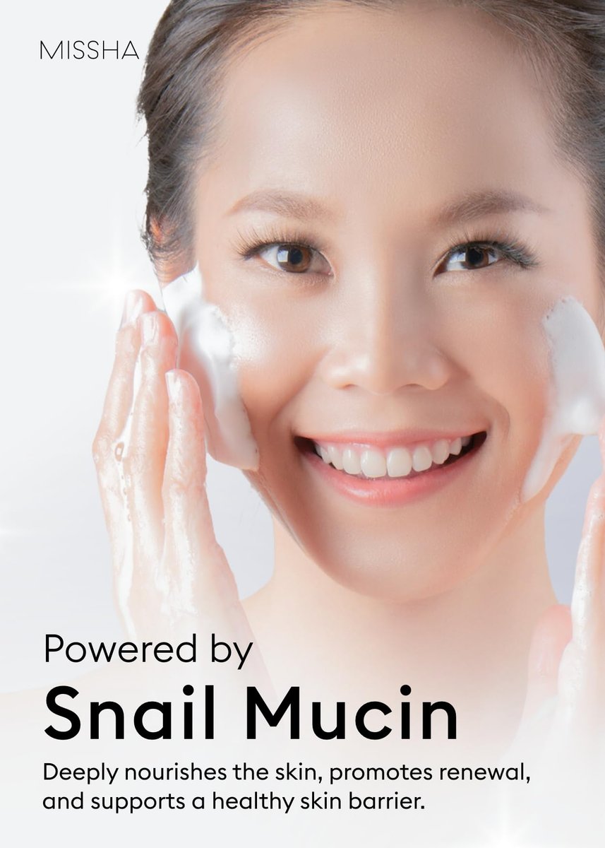 MISSHA Cell Renew Snail Foaming Cleanser - Korean Snail Mucin Face Wash for Deep Cleansing & Hydration, 3.38 Fl Oz - görsel 3