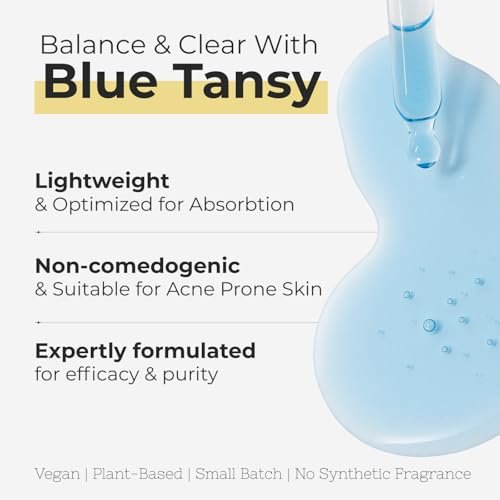 Yellow Bird Balancing Blue Tansy Face Oil – Natural Vegan Facial Serum for Glowing Skin, Collagen Support, and Clear Complexion (2 oz) Avelisse