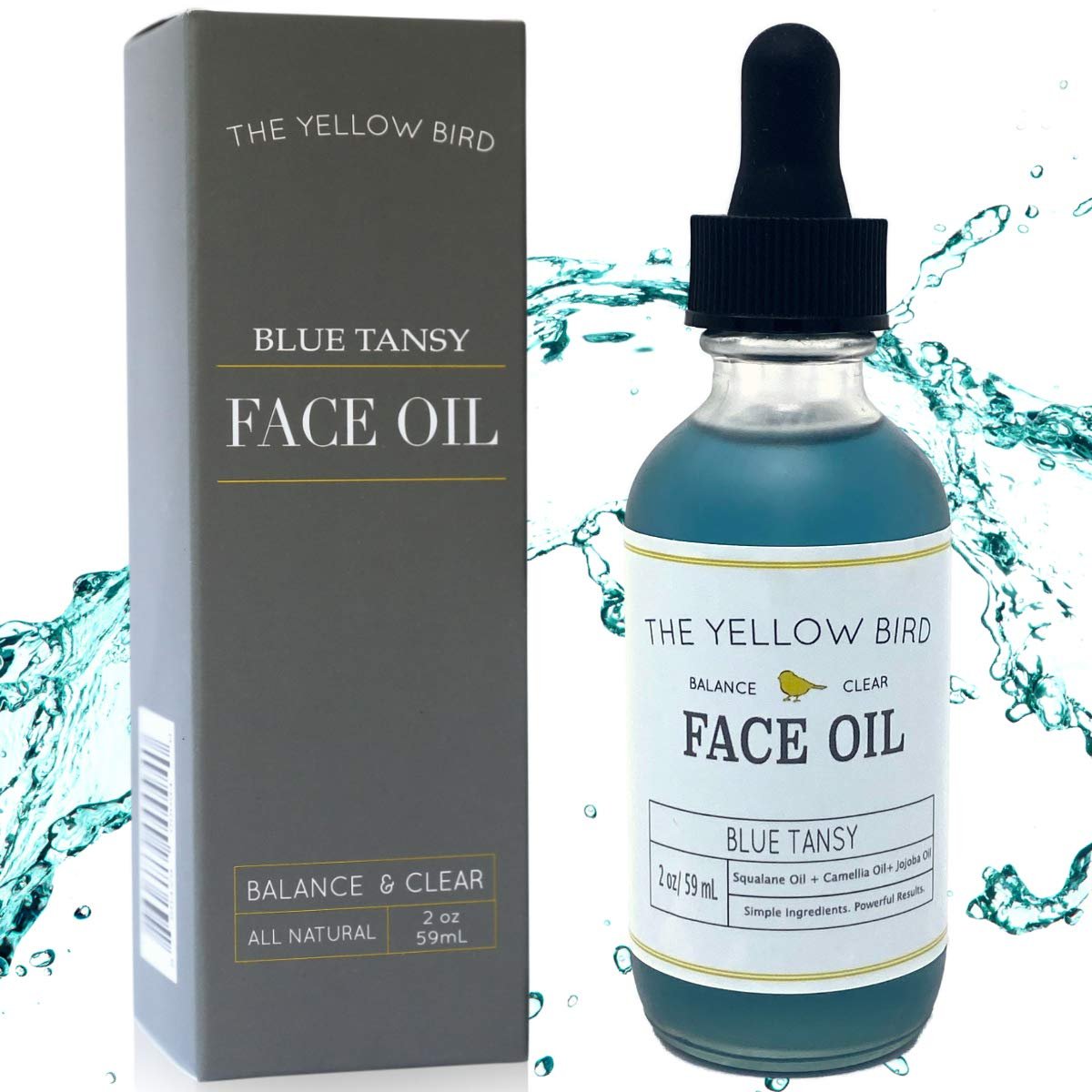 Yellow Bird Balancing Blue Tansy Face Oil – Natural Vegan Facial Serum for Glowing Skin, Collagen Support, and Clear Complexion (2 oz) Avelisse