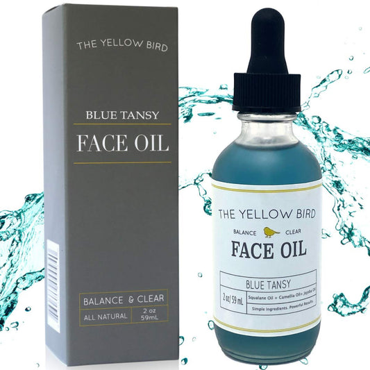 Yellow Bird Balancing Blue Tansy Face Oil – Natural Vegan Facial Serum for Glowing Skin, Collagen Support, and Clear Complexion (2 oz) Avelisse