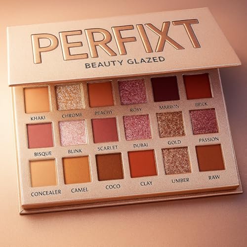 18 Color Natural Eyeshadow Palette – Soft Matte, Shimmer & Glitter Finish with Built-In Concealer – Ultra-Pigmented Blendable Mauve Brown Nude Palette for All Ages - görsel 6