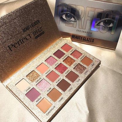 18 Color Natural Eyeshadow Palette – Soft Matte, Shimmer & Glitter Finish with Built-In Concealer – Ultra-Pigmented Blendable Mauve Brown Nude Palette for All Ages