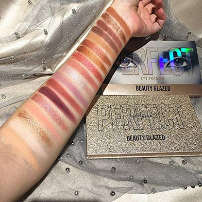 18 Color Natural Eyeshadow Palette – Soft Matte, Shimmer & Glitter Finish with Built-In Concealer – Ultra-Pigmented Blendable Mauve Brown Nude Palette for All Ages