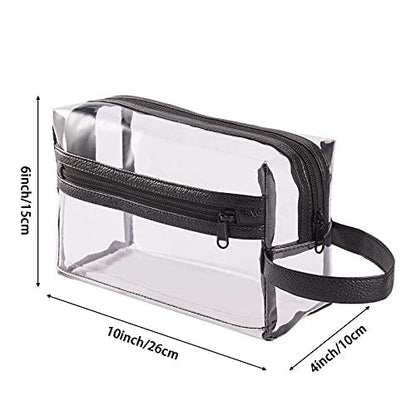 Heavy Duty Clear Travel Toiletry Makeup Bag – Water Resistant Transparent Cosmetic Organizer with Handle