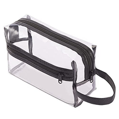 Heavy Duty Clear Travel Toiletry Makeup Bag – Water Resistant Transparent Cosmetic Organizer with Handle