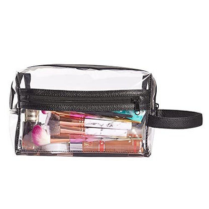Heavy Duty Clear Travel Toiletry Makeup Bag – Water Resistant Transparent Cosmetic Organizer with Handle