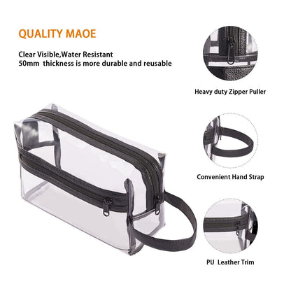 Heavy Duty Clear Travel Toiletry Makeup Bag – Water Resistant Transparent Cosmetic Organizer with Handle