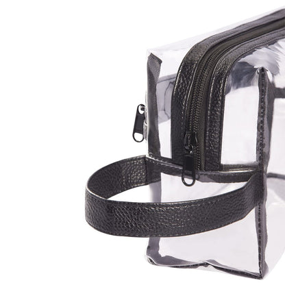 Heavy Duty Clear Travel Toiletry Makeup Bag – Water Resistant Transparent Cosmetic Organizer with Handle