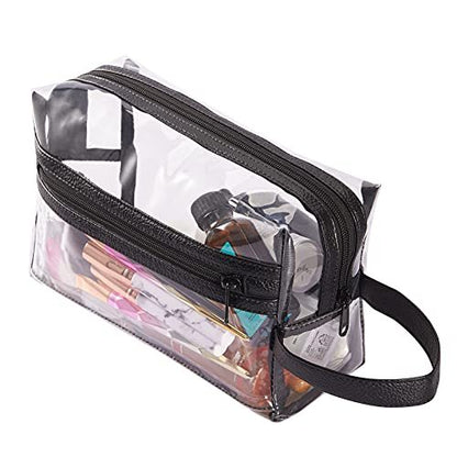 Heavy Duty Clear Travel Toiletry Makeup Bag – Water Resistant Transparent Cosmetic Organizer with Handle