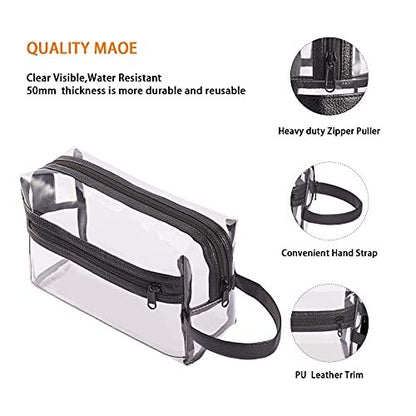 Heavy Duty Clear Travel Toiletry Makeup Bag – Water Resistant Transparent Cosmetic Organizer with Handle