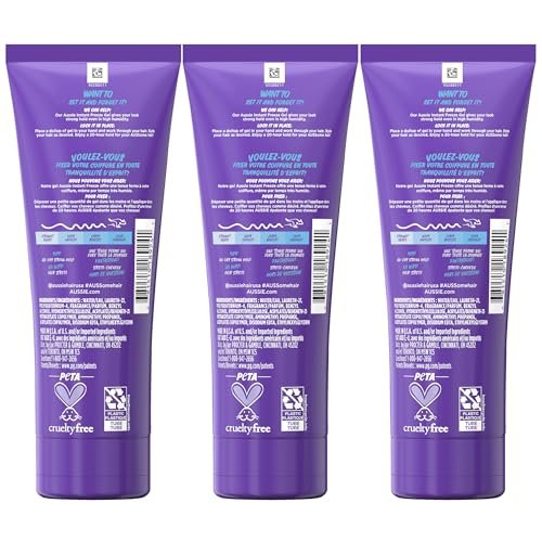 Aussie Instant Freeze Sculpting Hair Gel Triple Pack – Maximum Hold, No Flaking, Long-Lasting Frizz Control with Jojoba Oil, Sea Kelp & Australian Aloe, Citrus Floral Scent, 7 Fl Oz Each (Pack of 3) Avelisse