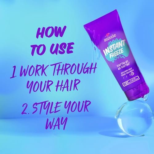 Aussie Instant Freeze Sculpting Hair Gel Triple Pack – Maximum Hold, No Flaking, Long-Lasting Frizz Control with Jojoba Oil, Sea Kelp & Australian Aloe, Citrus Floral Scent, 7 Fl Oz Each (Pack of 3) Avelisse