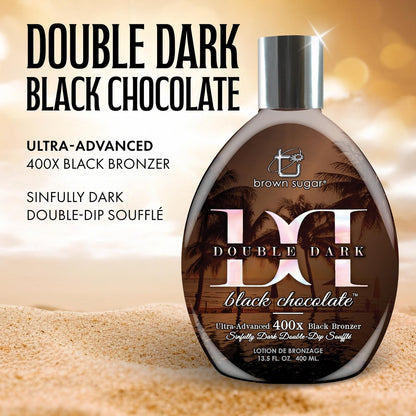 Brown Sugar Double Dark Black Chocolate Tanning Lotion - Ultra-Advanced 400X Black Bronzer with Cocoa, Coconut & Shea Butters, 13.5 Fl Oz Avelisse