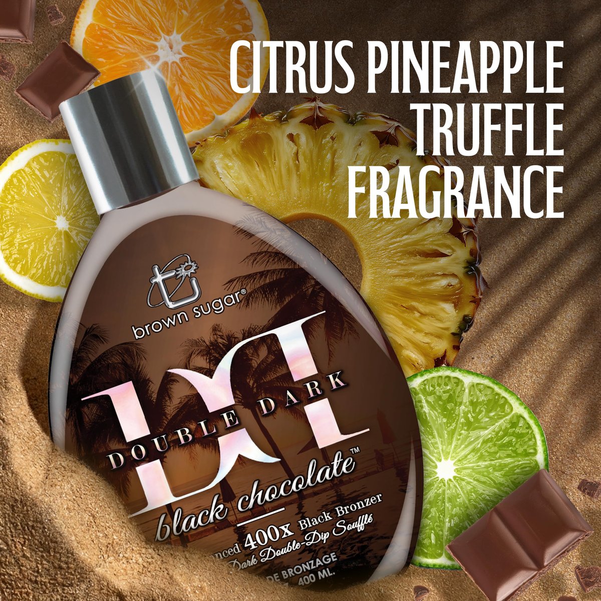 Brown Sugar Double Dark Black Chocolate Tanning Lotion - Ultra-Advanced 400X Black Bronzer with Cocoa, Coconut & Shea Butters, 13.5 Fl Oz Avelisse