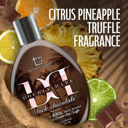 Brown Sugar Double Dark Black Chocolate Tanning Lotion - Ultra-Advanced 400X Black Bronzer with Cocoa, Coconut & Shea Butters, 13.5 Fl Oz Avelisse