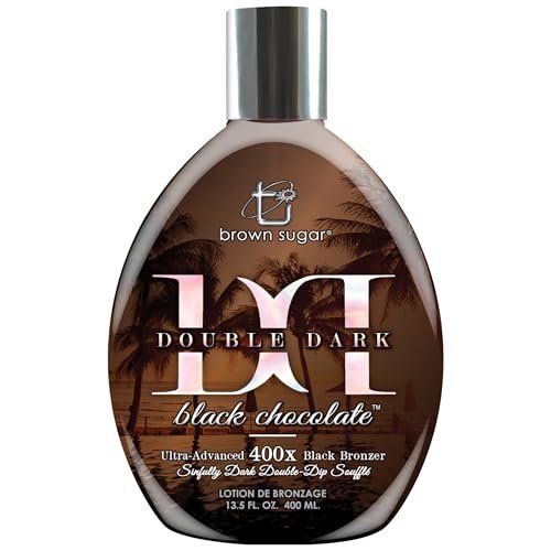 Brown Sugar Double Dark Black Chocolate Tanning Lotion - Ultra-Advanced 400X Black Bronzer with Cocoa, Coconut & Shea Butters, 13.5 Fl Oz Avelisse